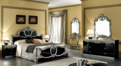 Bedroom Furniture Classic Bedrooms QS and KS Barocco Black/Silver Bedroom
