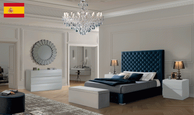 Bedroom Furniture Modern Bedrooms QS and KS Leonor Blue Bedroom w/ storage, C152, E100