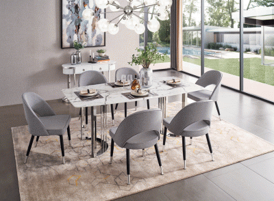 Dining Room Furniture Chairs 131 Silver Marble Dining