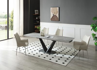 Dining Room Furniture Kitchen Tables and Chairs Sets Cloud Table with 1218 swivel grey chairs