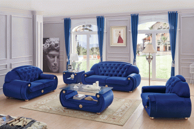 Living Room Furniture Sofas Loveseats and Chairs Giza Fabric in Dark Blue
