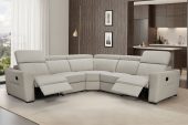 Living Room Furniture Reclining and Sliding Seats Sets 6021 Grey Sectional w/ manual recliners
